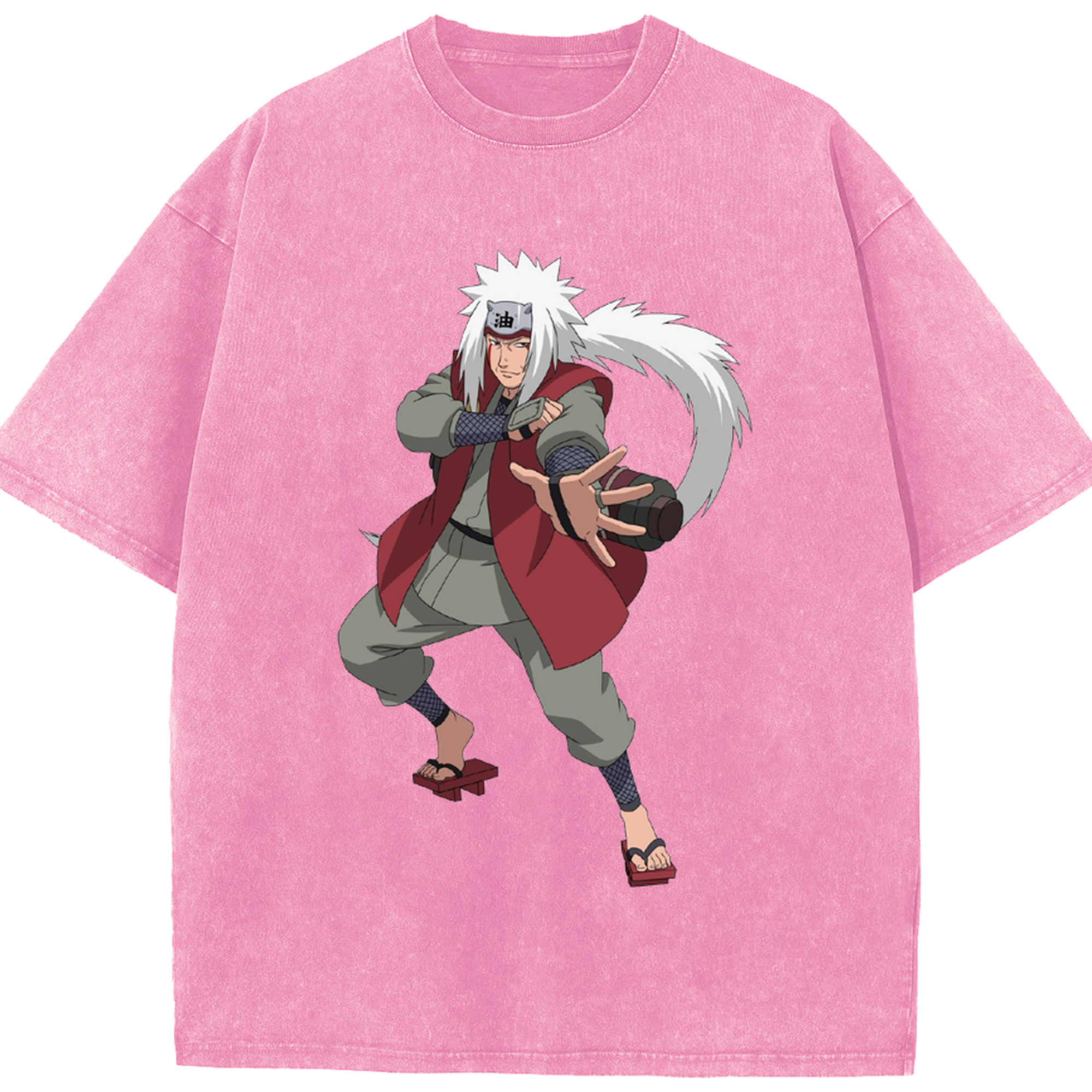 （画像用） NARUTO -ナルト- 自来也（じらいや） Jiraiya 綿100% ヴィンテージ風 半袖Tシャツ（フロントプリント）